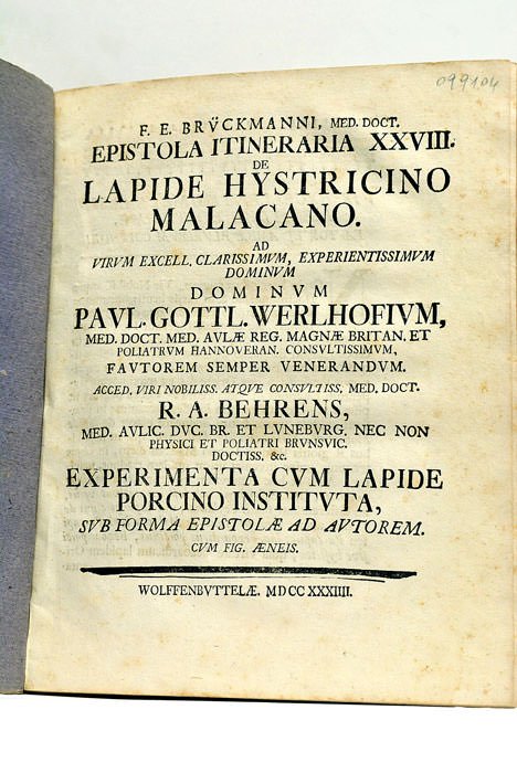 Epistola itineraria XXVIII. De lapide hystricino malacano.