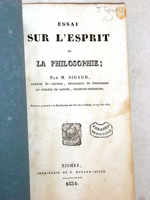 Essai sur l'Esprit de la Philosophie. Discours prononcé à la …