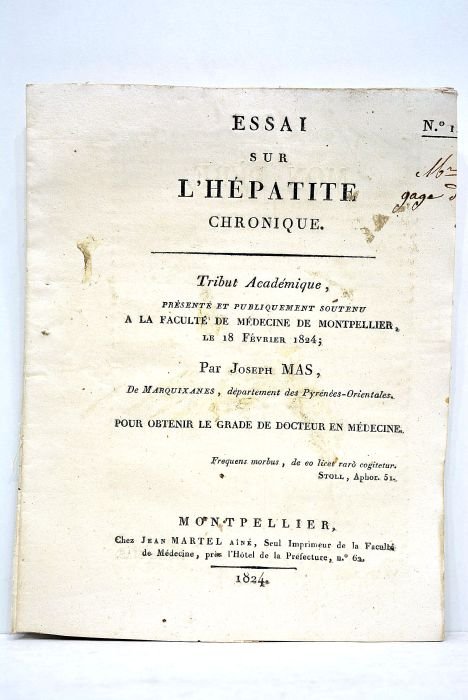 Essai sur l'hépatite chronique. Tribut académique présenté publiquement et soutenu …