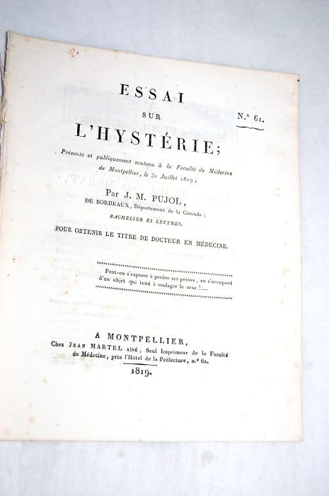Essai sur l'hystérie.