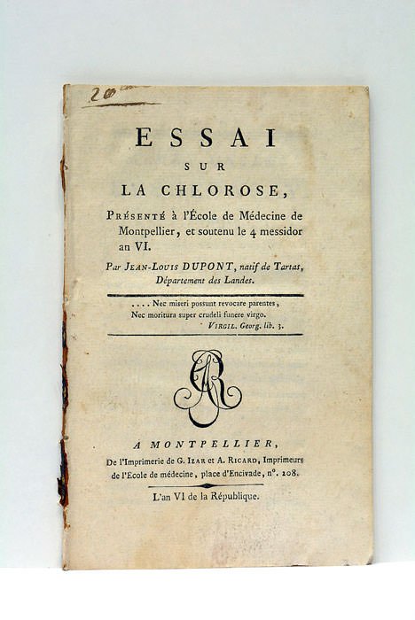 Essai sur la Chlorose.