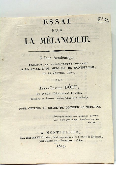 Essai sur la Mélancolie.