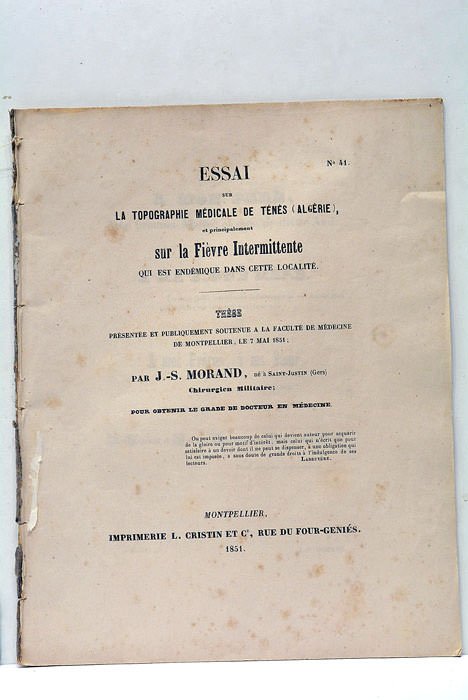 Essai sur la topographie médicale de Ténès (Algérie), et principalement …