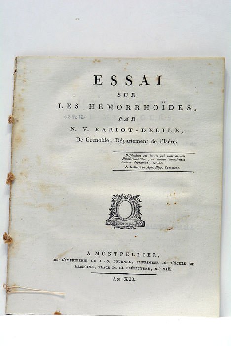 Essai sur les hémorrhoïdes.