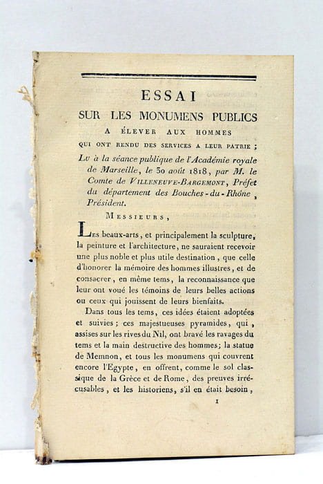 Essai sur les monumens publics à élever aux Hommes qui …