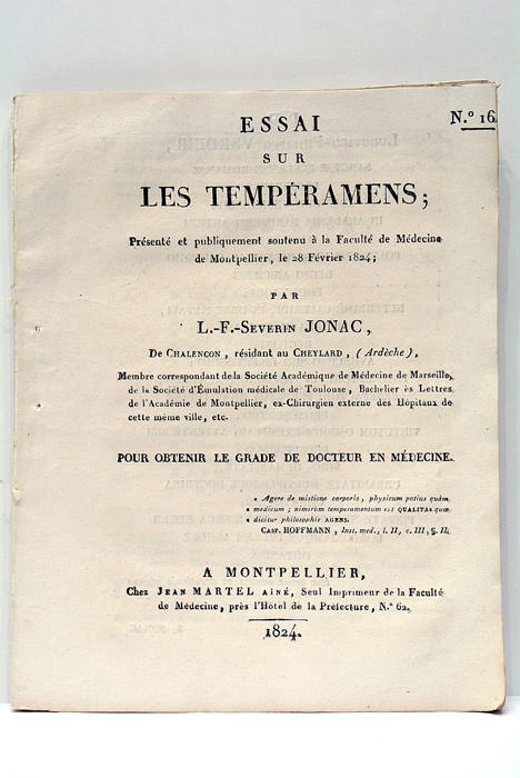 Essai sur les Tempéramens.