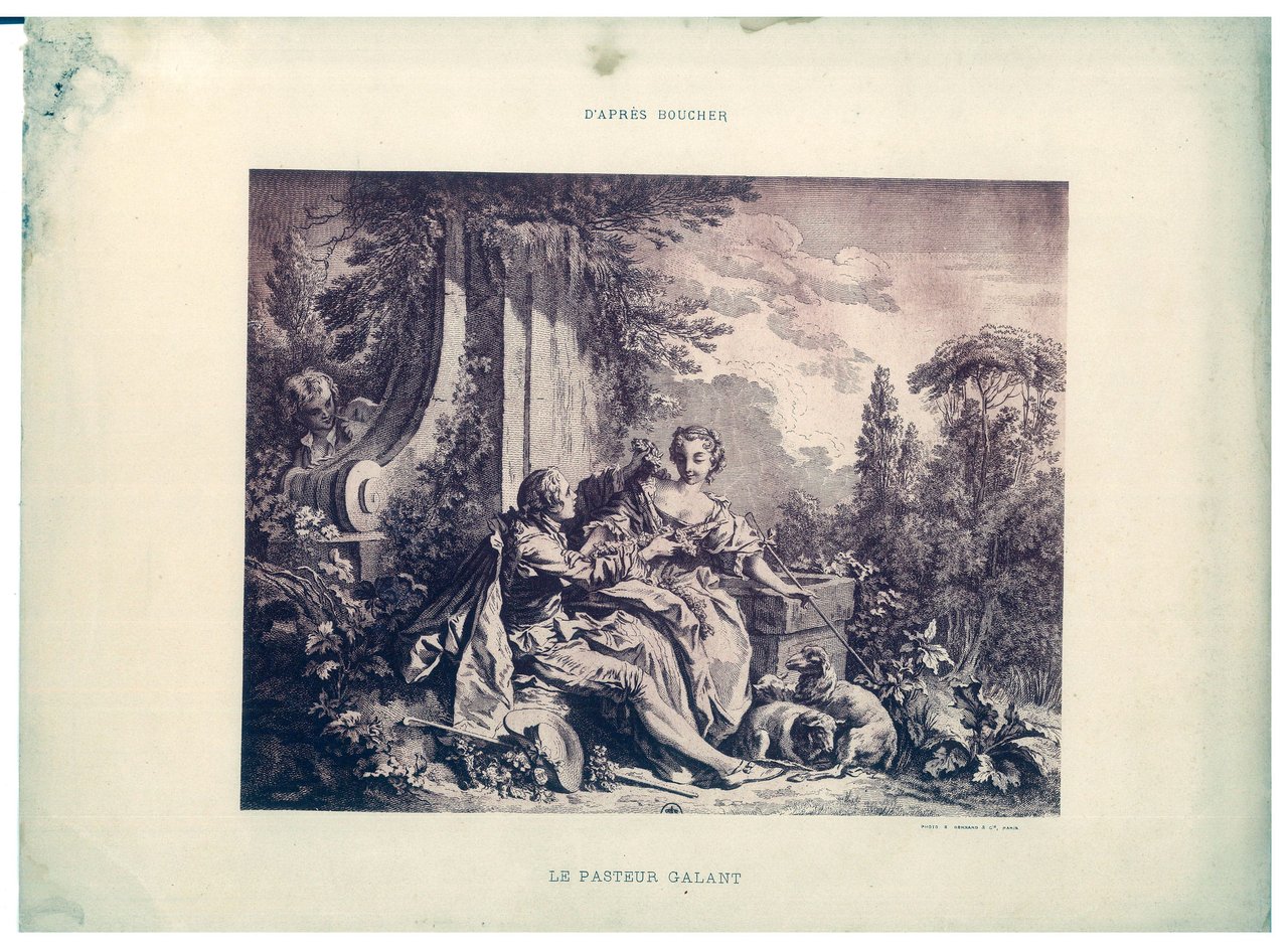 Estampe d'après la peinture "Le pasteur galant" de François Boucher …