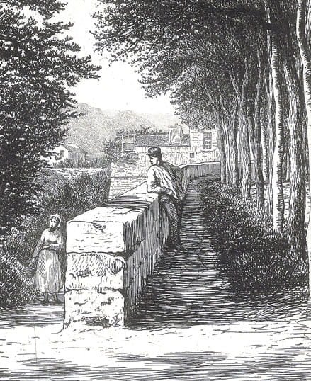 Estampe scène champêtre sur papier japonais.