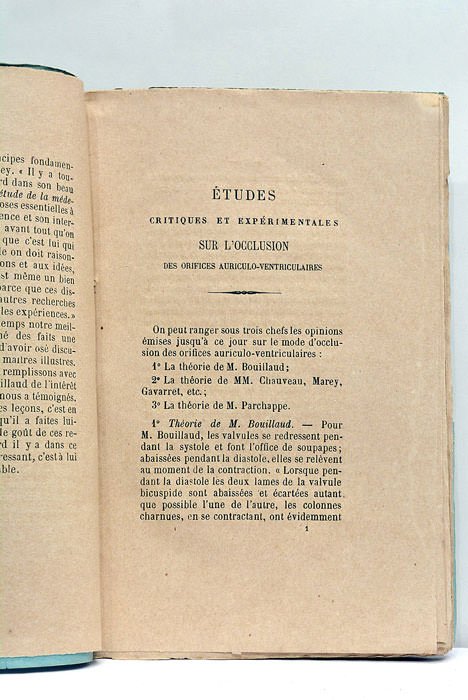 Etudes Critiques et Expérimentales sur l'Occlusion des Orifices Auriculo-Ventriculaires.