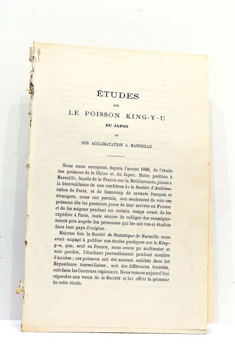Etudes sur le Poisson King-Y-U du Japon et son acclimatation …