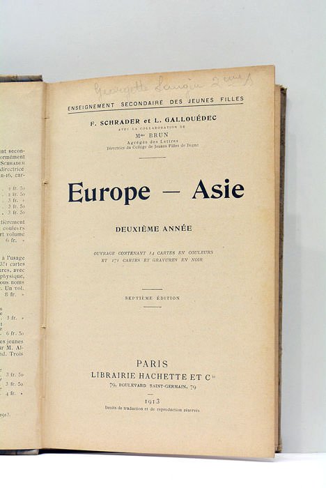 Europe - Asie. Deuxième année. Ouvrage contenant 14 cartes en …