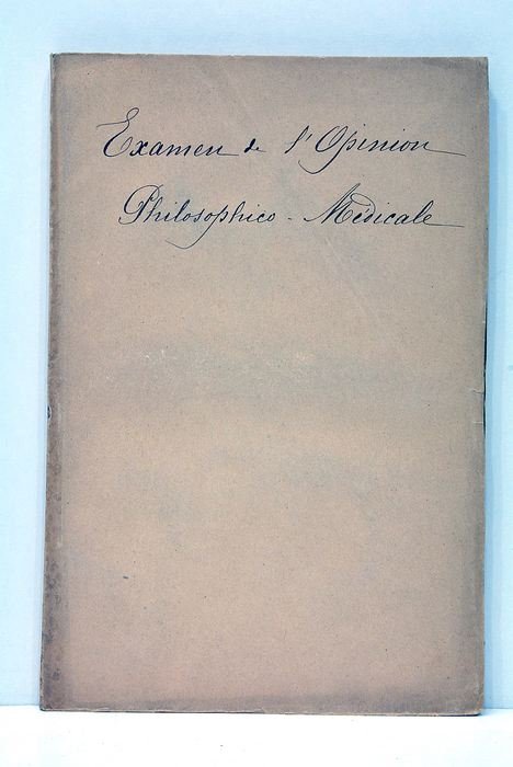 Examen de l'opinion Philiosophico-Médicale qui attribue exclusivement à l'organisation physique … | Immagine principale