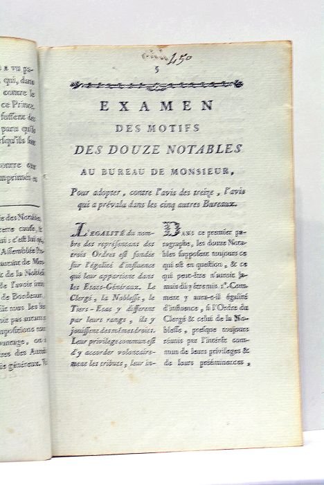 EXAMEN des motifs des douze notables au bureau de Monsieur, …