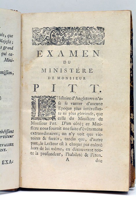 Examen du Ministère de Mr. Pitt. Dédié au Roi de …