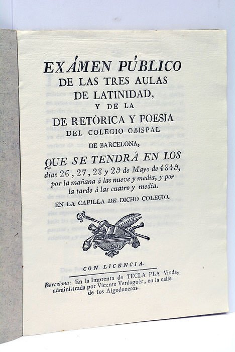 EXAMEN público de las tres aulas de latinidad y de …