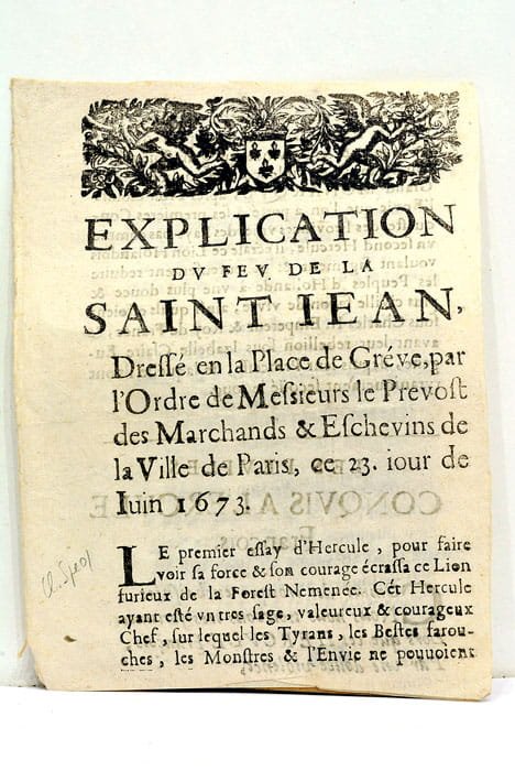 EXPLICATION DU FEU DE LA SAINT IEAN dressé en la …