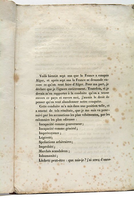 Explications du Maréchal Clauzel.