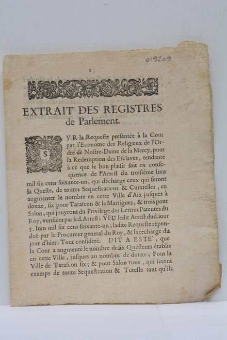 EXTRAIT DES REGISTRES DE PARLEMENT.