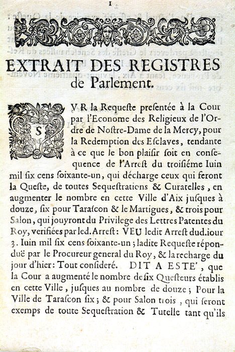 EXTRAIT DES REGISTRES DE PARLEMENT.