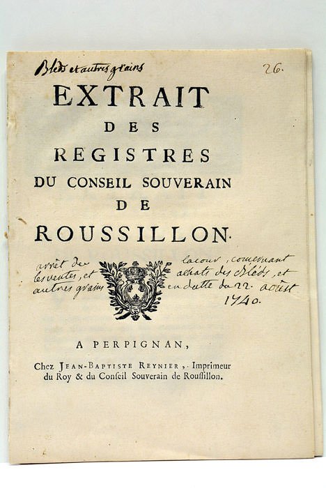 EXTRAIT DES REGISTRES DU CONSEIL SOUVERAIN DE ROUSSILLON.