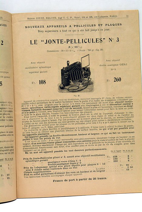 EXTRAIT DU CATALOGUE GENERAL. Appareils photographiques de précision. Maison F. …