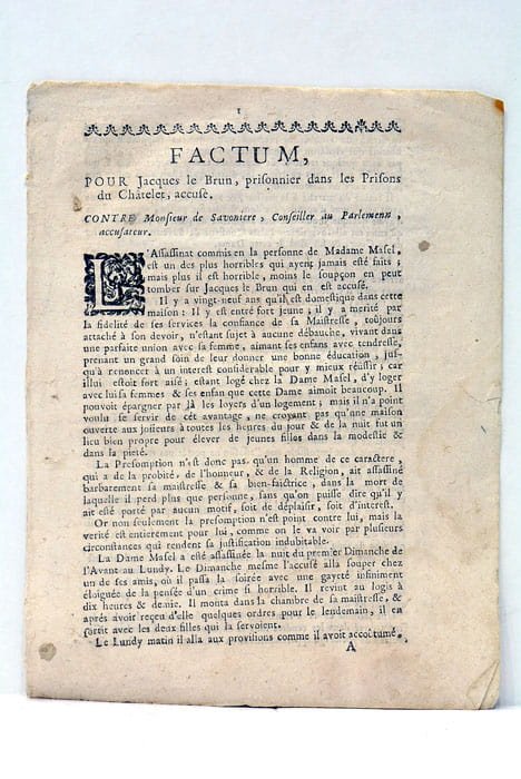 FACTUM pour Jacques Le Brun, Prisonnier dans les Prisons du …