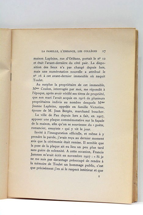 Famille (la), l'enfance, les collèges de Paul-Jean Toulet. Son voyage …
