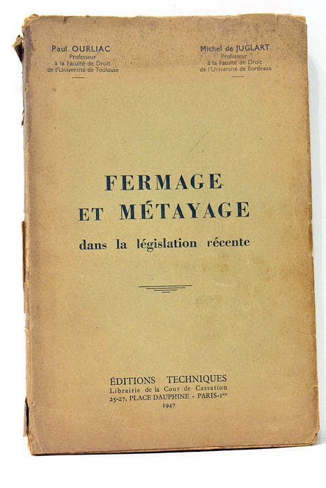 Fermage et métayage dans la législation récente.