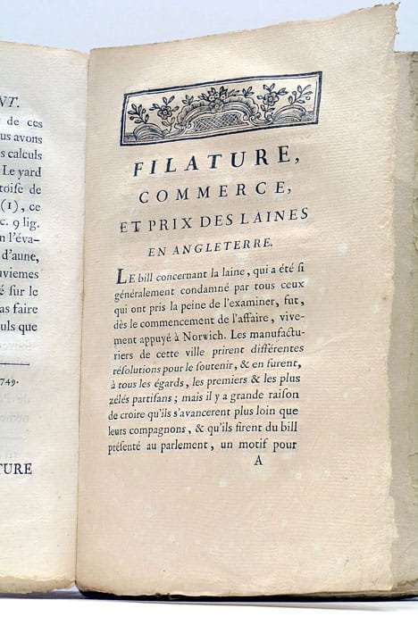 Filature, Commerce et Prix des Laines en Angleterre ou Correspondance …
