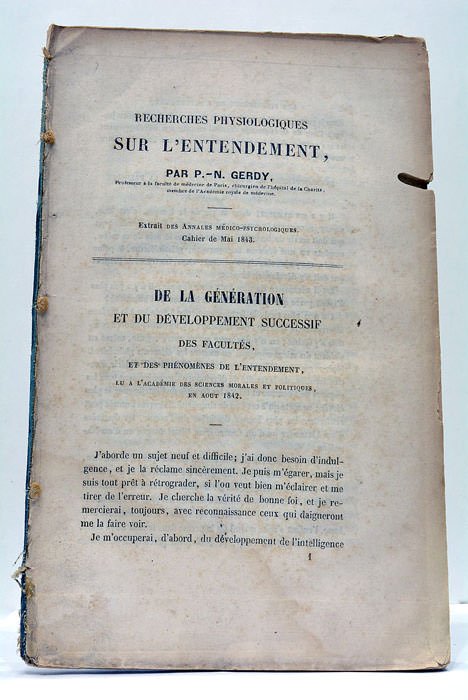 GERDY (P.N.). Recherches Physiologiques sur l'Entendement (suivi de) : De …