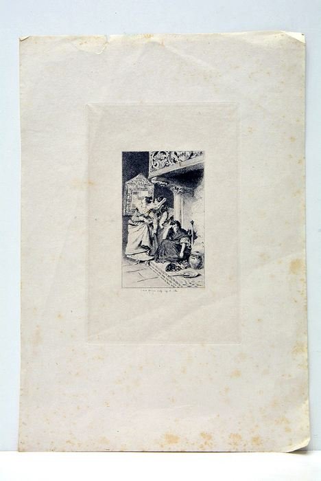 Gravure d'après le dessin de Henri Pille illustrant l'ouvrage "Treize …