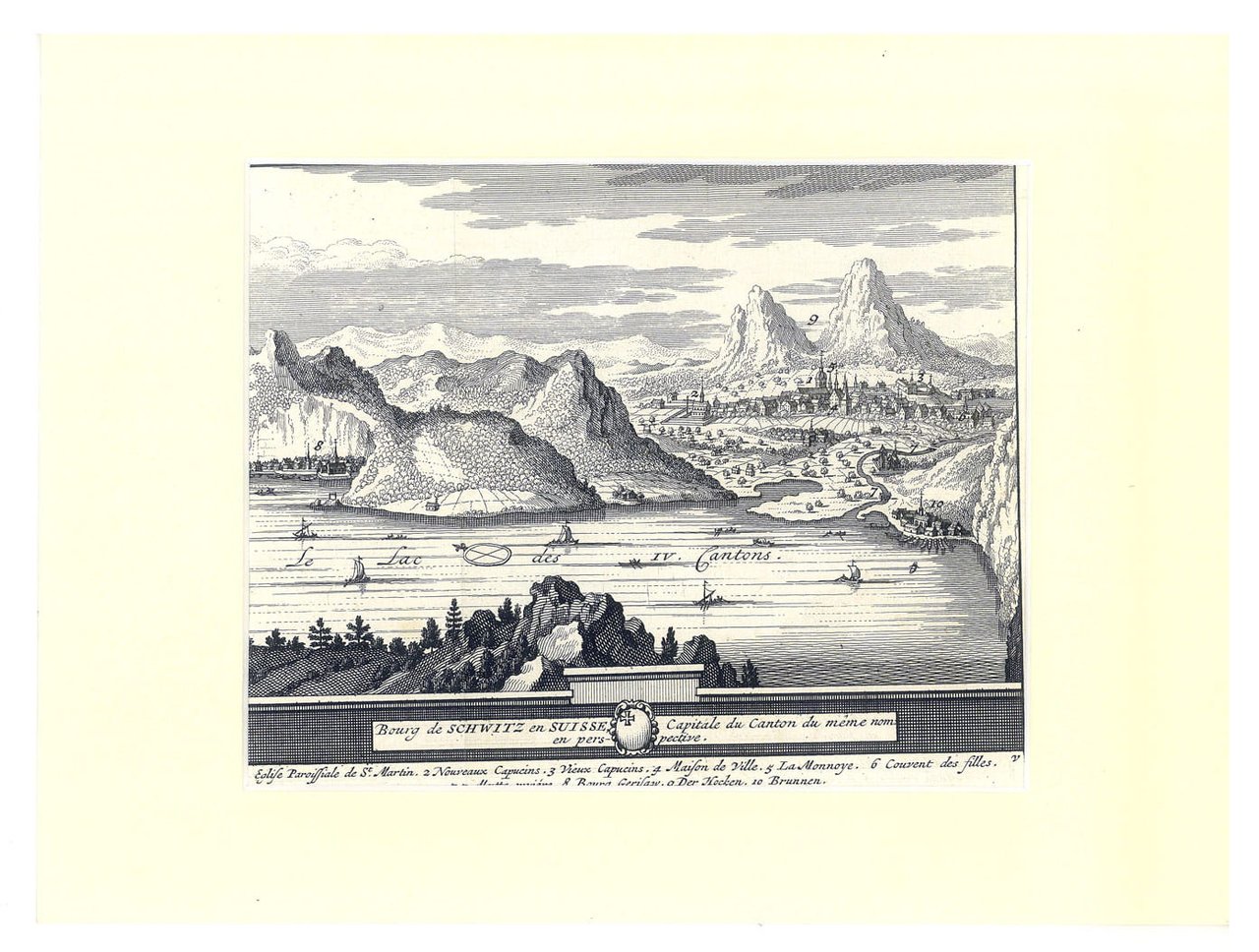 GRAVURE D'UNE VUE du XVIIe du Bourg de Schwitz en …
