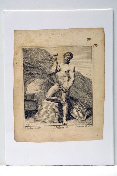 GRAVURE de Vulcain n·6, figure mythologique, par J.Defauanne d'après le …