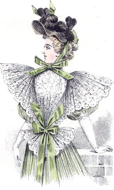 Gravure signée de toilettes de femmes. Revue La Famille, 5 …