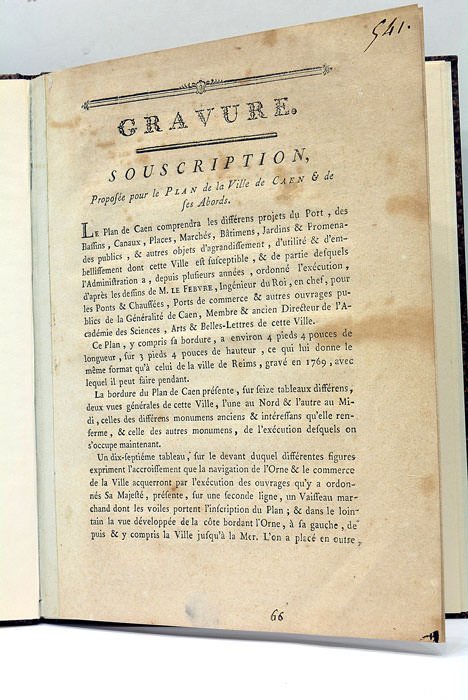 Gravure. Suscription proposée pour le Plan de la Ville de …