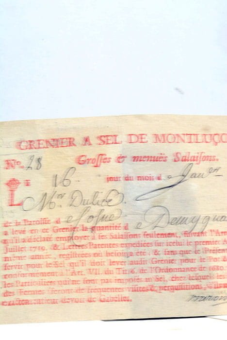 GRENIER A SEL de Montluçon. Grosses et menues Salaisons.