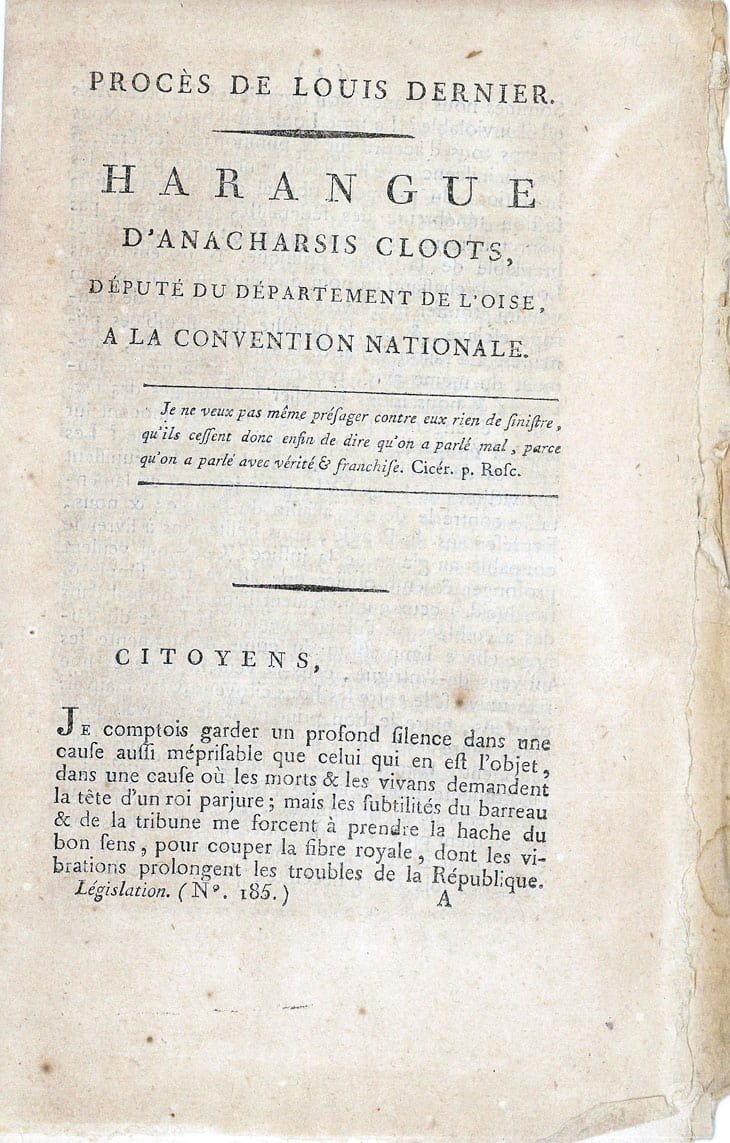 Harangue à la Convention Nationale.
