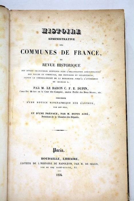 Histoire administrative des Communes de France, ou Revue historique des …