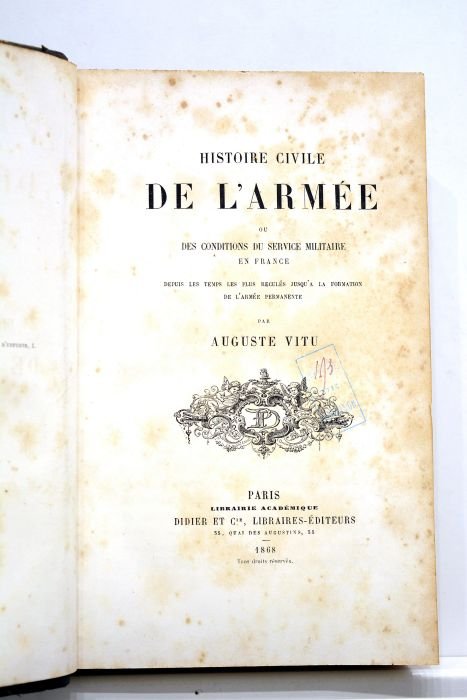 Histoire civile de l'Armée ou des conditions du service militaire …