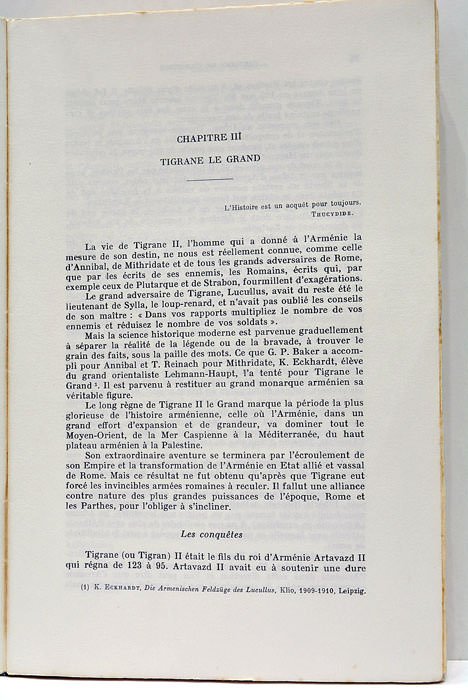 Histoire de l'Arménie. Depuis les origines jusqu'au Traité de Lausanne. …