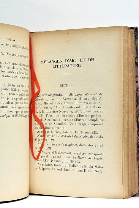 Histoire des Oeuvres de Stendhal. Introduction par Casimir Stryienski.