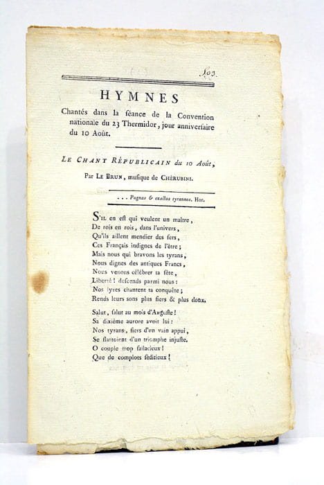 HYMNES CHANTES dans la Séance de la Convention Nationale du …