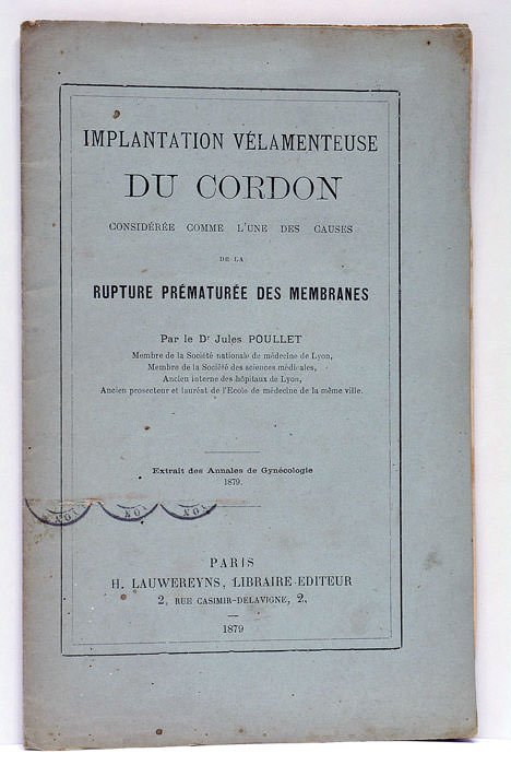 Implantation vélamenteuse du cordon considérée comme l'une des causes de …