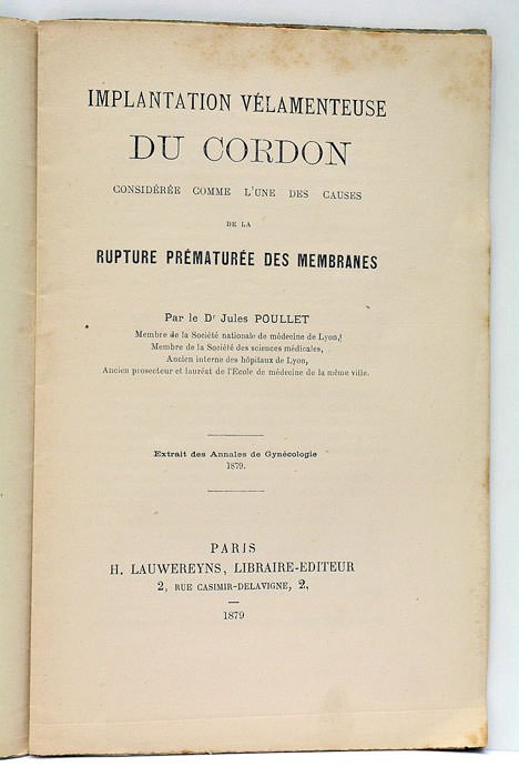 Implantation vélamenteuse du cordon considérée comme l'une des causes de …