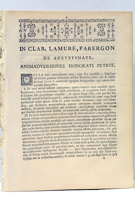 In Clar. Lamure, Parergon De Anevrysmate, Animadversione…
