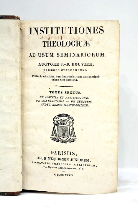 Institutiones theologicae ad usum seminariorum. Editio tractatibus, tum impressis, tum …