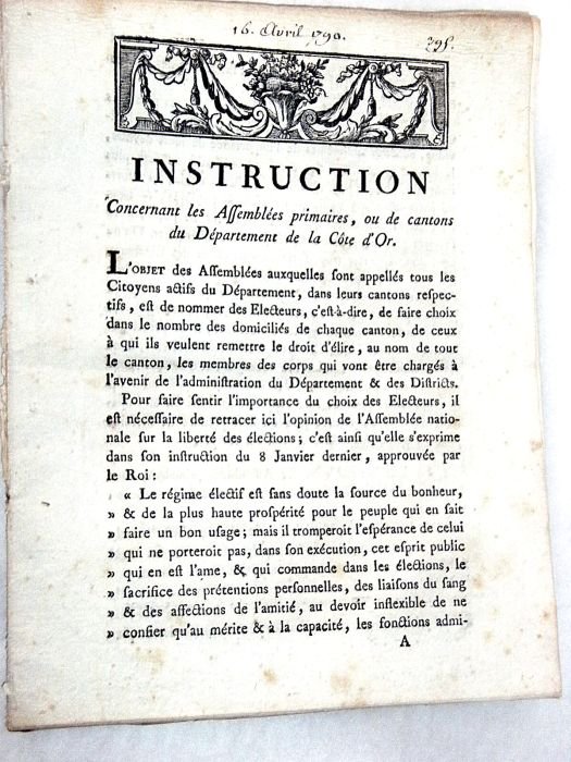 INSTRUCTION concernant les Assemblées primaires, ou de cantons du département …