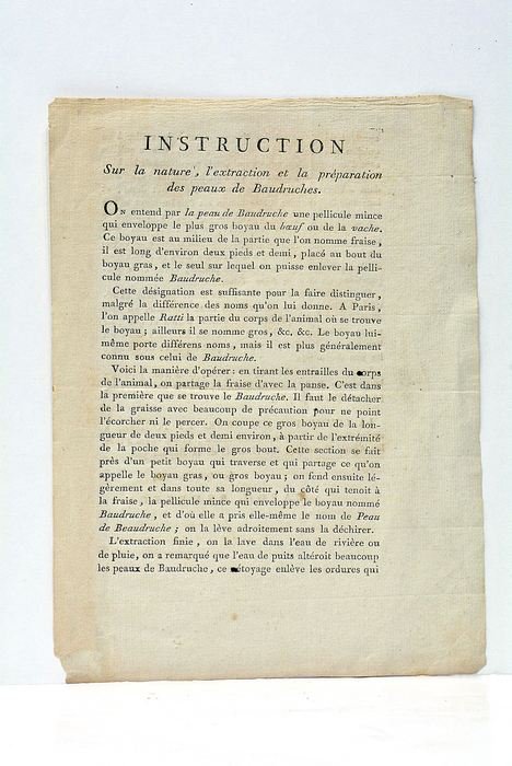 INSTRUCTION sur la nature, l'extraction et la préparation des peaux …