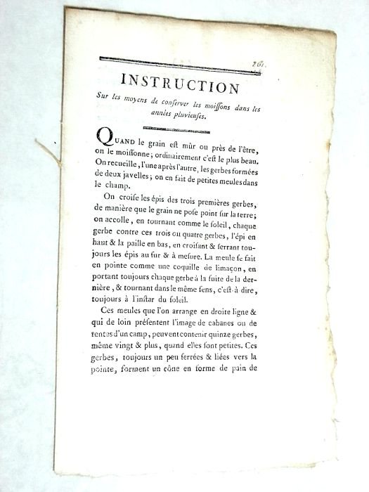 INSTRUCTION sur les moyens de conserver les moissons dans les …