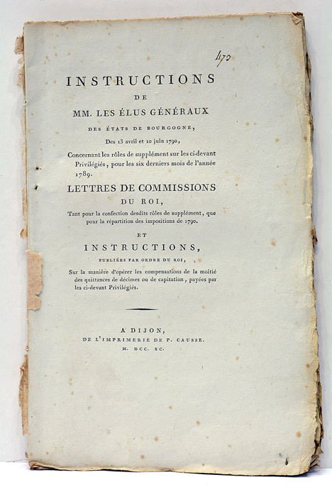 INSTRUCTIONS de MM. les élus généraux des États de Bourgogne, …